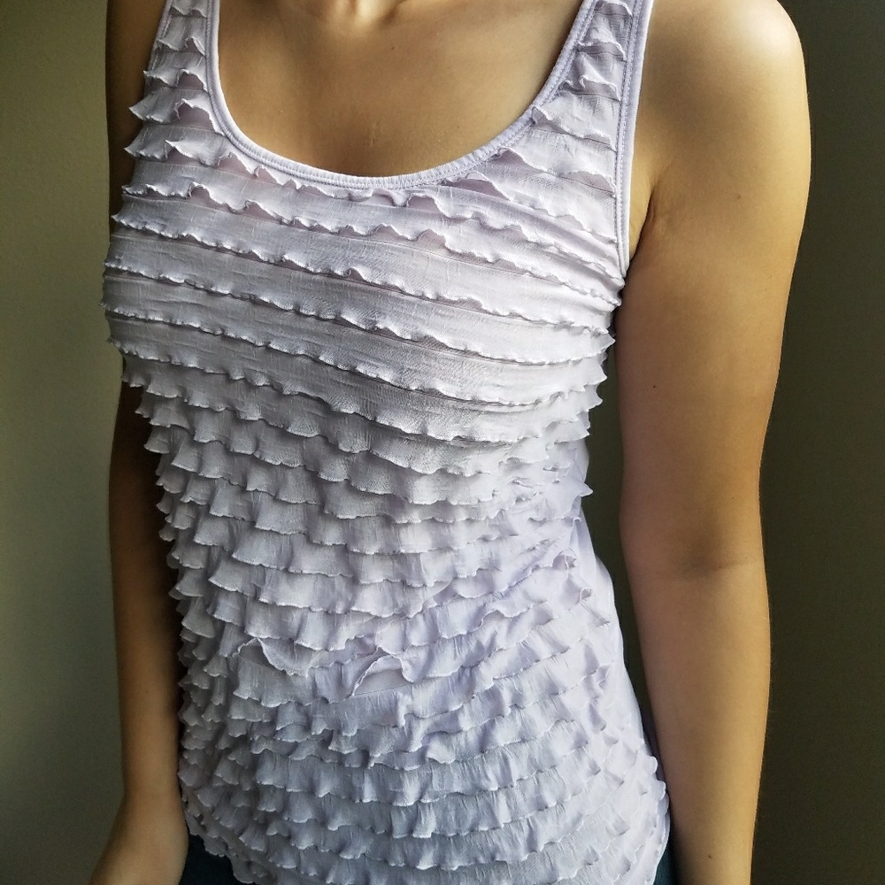 Lavender Tank Ruffled Detail on Front - Picture 3 of 4
